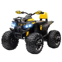 Aosom 12V Kids Recharging Ride-on Electric ATV Quad w/ Realistic Headlights Wide Wheel, Yellow(m-11)