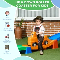Qaba 9.8 ft Up and Down Roller Coaster for Kids, Thrill 4 Pieces Toddler Roller Coaster Ride on Toy with Side Steps, Sliding Car with Handles, for 2-5 Years Old(m-7)