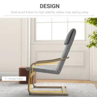 HOMCOM Modern Accent Chair, Linen-Feel Upholstered Living Room Chair with Wood Curved Legs for Balcony, Dark Grey(m-5)