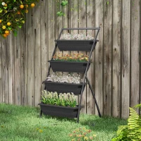 Outsunny 4-Tier Vertical Raised Garden Planter with 4 Boxes, Outdoor Plant Stand Grow Container for Vegetable & Flowers, Black(m-10)
