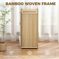 HOMCOM Bamboo Laundry Hamper with Removable Drawstring Bag and Side Storage Pockets, 20 Gal, Natural(m-4)