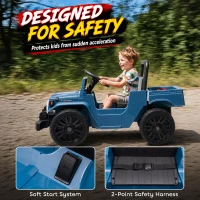 Qaba Licensed Toyota Pickup Ride on Truck, 24V Kids Electric Car with Dual Motors, Up to 3.7MPH for Kids 3-8 Years Blue(m-7)