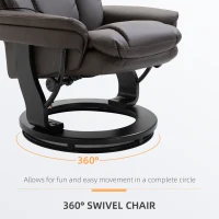 HOMCOM PU Leather Massage Recliner Chair with Ottoman 10 Point Vibration Swiveling Armchair, Brown(m-6)