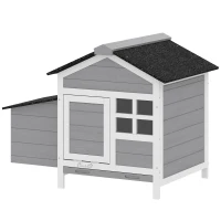PawHut Wooden Chicken Coop Outdoor with Nesting Box, Pull-Out Metal Tray, for 1-2 Chickens, Rabbits, Ducks, 36" x 25" x 27"(m-1)