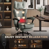 HOMCOM High Back Vibration Massage Office Chair, Heated Reclining PU Leather Computer Chair with Headrest, Gray(m-4)