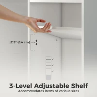 HOMCOM 7-Tier Bookcase, Display Shelf Unit with Adjustable Shelf and Cabinet, White(m-5)