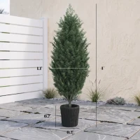 HOMCOM 4ft Artificial Christmas Tree Set of 2, UV Resistant Faux Cedar Tree with 291 PE Branch Tips and Pot, Green(m-3)