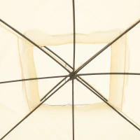 Outsunny 10x12ft Patio Gazebo Garden Pavilion Outdoor Canopy Tent Sun Shade 2 Tier Roof Hook w/ Curtain and Netting Steel Frame(m-9)