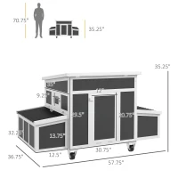 PawHut Wooden Chicken Coop with Nesting Box for 6 Chickens, Dark Gray(m-3)