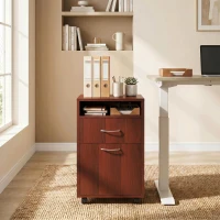 HOMCOM Mobile Storage Cabinet Organizer with Drawer and Cabinet, Printer Stand with Castors, Brown(m-9)