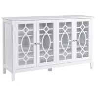 HOMCOM Sideboard Buffet Cabinet, Kitchen Storage Cabinet, Glass Door Accent Cabinet with Adjustable Shelves, White(m-11)