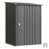 Outsunny Small Metal Garden Shed, 3.3' x 3.4', Galvanized Steel, Lockable Tool Shed for Patio, Backyard, Lawn, Dark Gray(m-1)