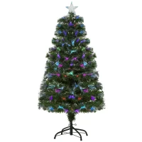 HOMCOM 4ft Pre-Lit Optic Fiber Xmas Tree Artificial Spruce Tree Top Star(m-11)