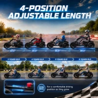 Qaba 12V Electric Go Kart for Kids with Dual Motors, Adjustable Seat, Soft Start, LED Lights, EVA Wheels, for Age 3-6, Black(m-5)