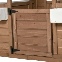 Outsunny Kids Wooden Playhouse, Outdoor Garden Games Cottage with Flowers Pot Holder, Working Door, Windows, Brown(m-7)
