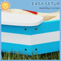 Qaba Kids Sandbox with 4 Corner Seats, Bottom Liner for Backyard, Garden, Outdoor, 52" x 52" x 6", Blue(m-8)