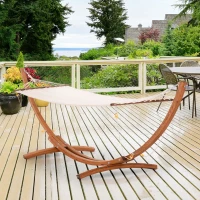 Outsunny 10' Wood Outdoor Hammock, Hammock with Stand Rainbow Bed, Heavy Duty Roman Arc Hammock for Single Person for Patio Backyard Balcony Porch, White(m-10)