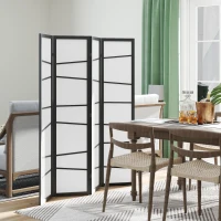 HOMCOM 5.6ft Folding Room Divider, 4 Panel Wall Partition with Wood Frame for Bedroom, Home Office, White(m-7)