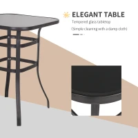 Outsunny 3 Piece Outdoor Patio Bar-Height Bar Set with Comfort Sling Fabric, Steel Frame, & Weather-Fighting, Brown(m-5)