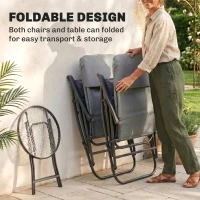 Outsunny 3-Piece Outdoor Foldable Rocking Chair Set, Light Grey(m-5)