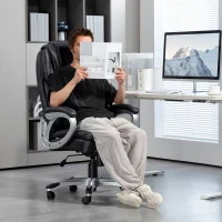 HOMCOM High Back Desk Chair with Swivel Wheels, Executive Office Chair with Cushion & Adjustable Height, Black(m-2)