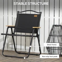 Outsunny Set of 2 Camping Chair, Lightweight Folding Chair, Portable Armchairs, Excellent for Festivals, Fishing, Black(m-7)