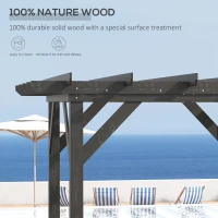 Outsunny 10' x 10' Patio Pergola, Weather-Resistant Cedar Wood, Backyard Cover for Porch Party, Grape Garden, Vineyard, Ivy Vine, or Climbing Plants, Black(m-5)