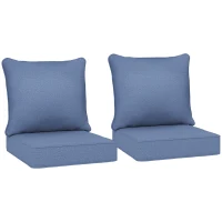 Outsunny Patio Chair Cushions Set of 2 with Seat & Backrest, Fade Resistant Seat Replacement Cushion Set, Blue(m-11)