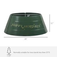 HOMCOM Christmas Tree Collar, Steel Tree Ring Skirt, Home Xmas Decoration for Christmas Tree, 26" x 26" x 11", Green(m-3)