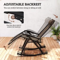 Outsunny Outdoor Rocking Chairs, Foldable Reclining Zero Gravity Lounge Rocker with Pillow, Cup & Phone Holder, Combo Design with Folding Legs, Brown(m-7)