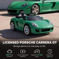 Qaba 12V Kids Ride On Car, Licensed Porsche Carrera GT with Remote, Rear Suspension, Smooth Start for Ages 3-6, Green(m-4)