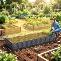Outsunny 95" x 36" x 12" Galvanized Raised Garden Bed, Easy DIY and Cleaning for Growing Flowers, Herbs, Succulents, Gray(m-3)