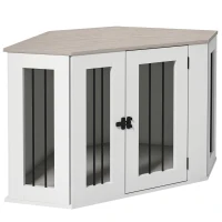 PawHut Dog Crate Furniture with Cushion, 41 Inch Corner Design Dog Crate End Table for Medium Dogs, Multi Colour(m-9)