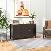 HOMCOM Sideboard, Buffet Cabinet with Doors and Adjustable Shelves for Living Room, Entryway, Black and Natural(m-9)