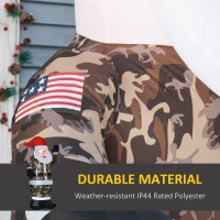 HOMCOM 8' Christmas Inflatables Outdoor Decorations Santa Claus Wearing Camouflage, Blow-Up Yard Christmas Decor with LED Lights Display(m-5)
