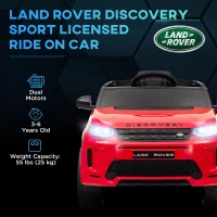 Qaba Land Rover Discovery Sport Licensed 12V Kids Ride on Car with Remote Control Soft Start, LED Lights, Red(m-4)