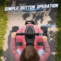 Qaba Kids ATV, 6V Battery Powered Kids Quad with 4 Wheeler, Handlebar Button Control, Max 1.2MPH, Max 55lbs Load, Light Pink(m-5)
