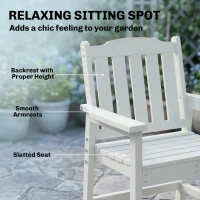 Outsunny All-Weather Patio Chair, HDPE Patio Dining Chair, Heavy Duty Wood-Like Outdoor Furniture for Garden, Backyard, Deck, Porch, Lawn, White(m-4)
