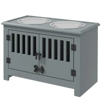 PawHut Dog Food Storage Cabinet with Bowls & Dog Feeding Station, Gray(m-1)