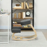 HOMCOM Ergonomic Kneeling Chair, Wood Kneel Stool with Thick Pads, Desk Knee Chair, Improve Posture, Dark Grey(m-7)