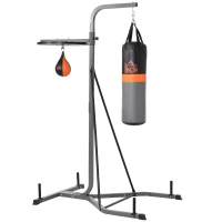 HOMCOM 2-in-1 Punching Bag with Stand for Adults, 65.7"-73.6" Height Adjustable Freestanding Heavy Bag Stand with Speedball(m-10)