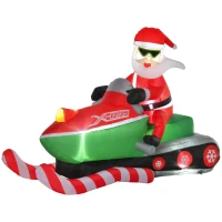 HOMCOM 7ft Christmas Inflatable Santa Claus Driving a Snowmobile, Outdoor Blow-Up Yard Decoration with LED Lights Display(m-1)