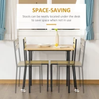 HOMCOM Industrial 3-Piece Dining Table Set, Square Kitchen Table with 2 Chairs for Dorms, Apartments, Studios, Bamboo(m-5)