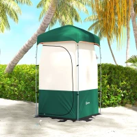 Outsunny Camping Shower Tent, Portable Privacy Shelter with Solar Shower Bag, Removable Floor and Carrying Bag, Green(m-9)