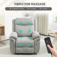 HOMCOM Manual Recliner Chair with Vibration Massage, Side Pockets, Microfibre Reclining Chair for Living Room, Grey(m-4)