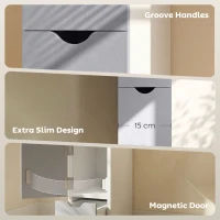 HOMCOM 54" Tall Bathroom Storage Cabinet, Freestanding Linen Tower with 2-Tier Shelf and Drawers, Narrow Side Floor Organizer, White(m-7)