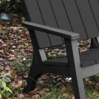 Outsunny 4-Piece Outdoor Patio Conversation Set Garden Furniture Set with Weather-Fighting PP Materials, Adirondack Comfort, & Coffee Table, Black(m-8)