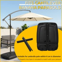 Outsunny Cantilever Offset Umbrella Base Portable Square Parasol Weights with Wheels, Water and Sand Filled, Up to 165 lbs, Black(m-4)