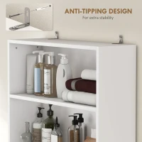 HOMCOM Over The Toilet Storage Shelf, Freestanding 4-Tier Bathroom Organizer with Adjustable Shelf and 2 Doors, White(m-7)