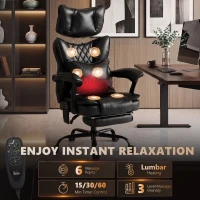 HOMCOM High Back Vibration Massage Office Chair, Heated Reclining PU Leather Computer Chair with Headrest, Black(m-4)